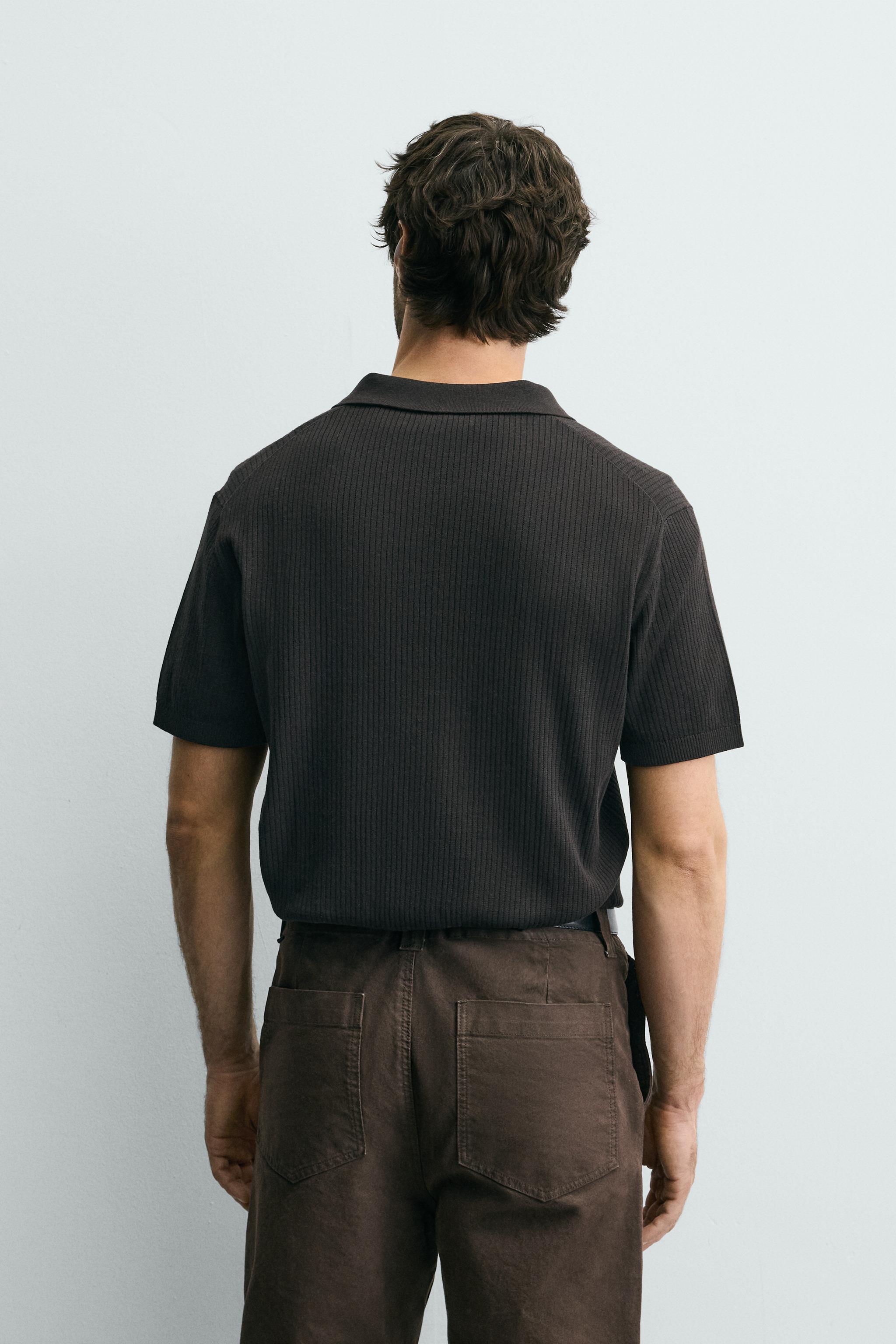 RIBBED KNIT POLO SHIRT